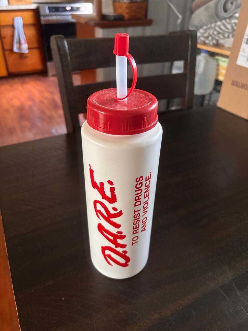 Vintage D.A.R.E. To Resist Drugs And Violence Squeeze Water Bottle with Straw